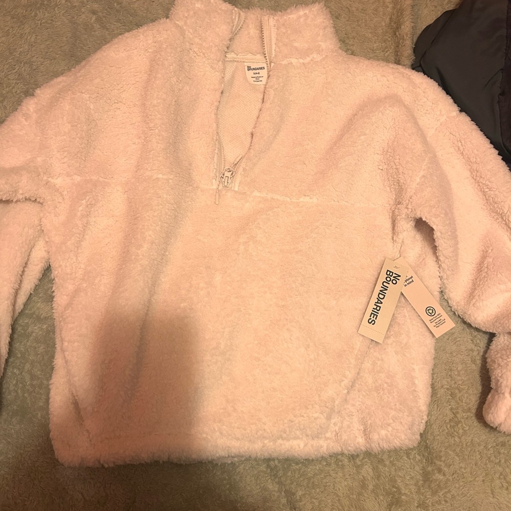 No Boundaries Cream Fleece Quarter-Zip Top